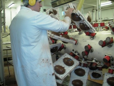 Easter egg molds in giant 'spinners'