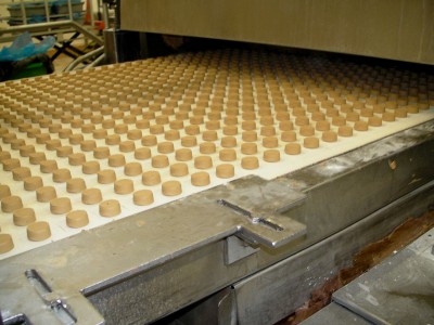 Chocolate centres, about to be enrobed