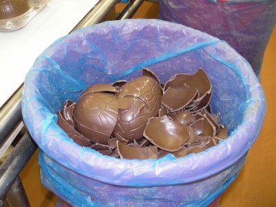 Broken / imperfect eggs are melted down and reused Broken / imperfect eggs are melted down and reused